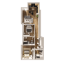 Floor plan for 2 beds, 2 baths, 1141 sqft